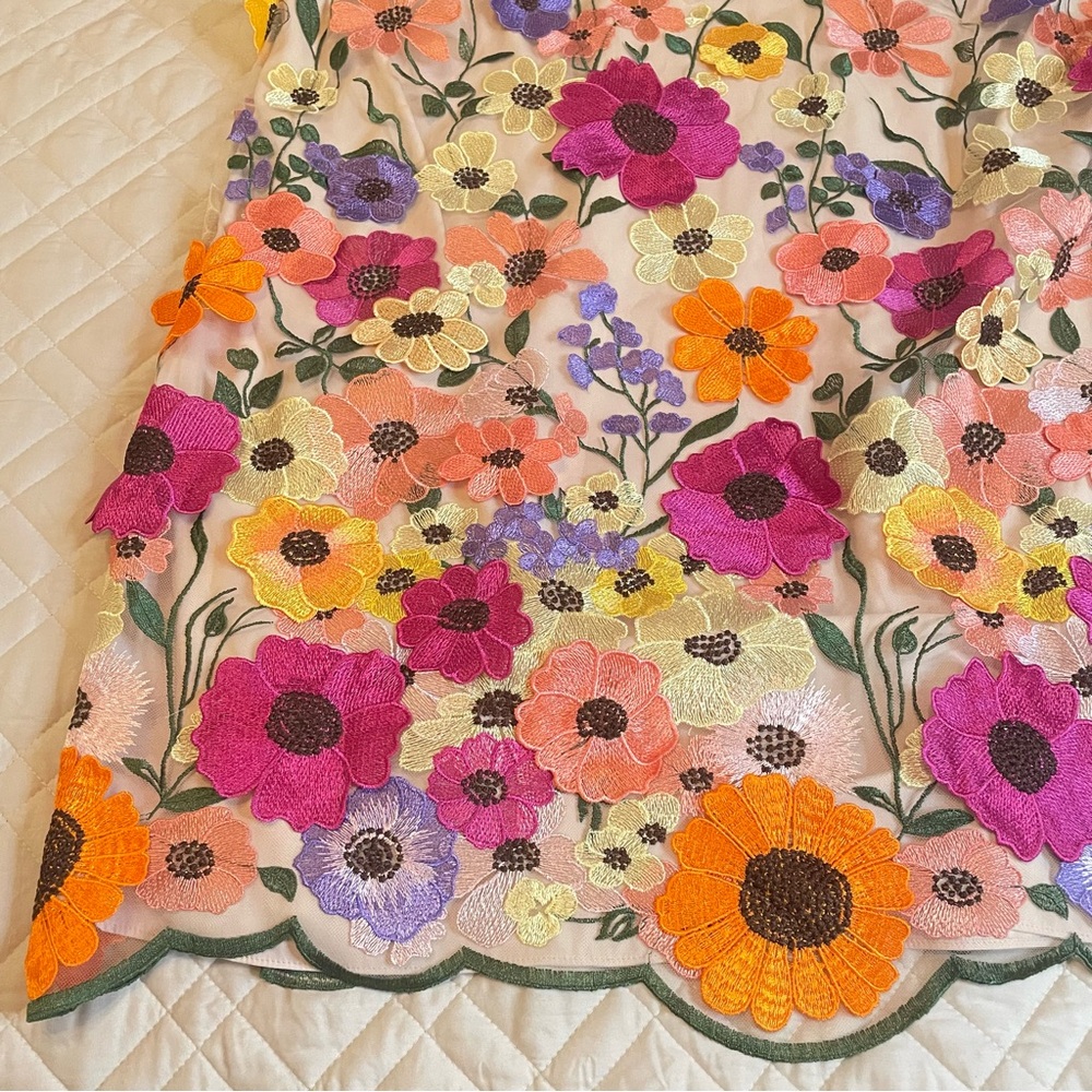 NWT Eliza J 3D Embroidered Floral Mesh Puff Sleeve Sheath Dress Plus Size 22W - Picture 8 of 16